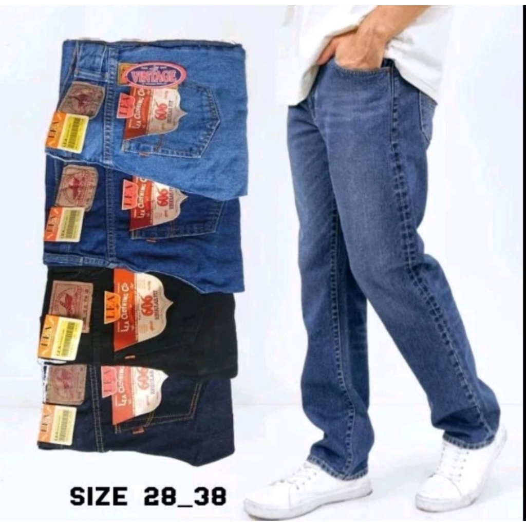Celana jeans pria LEA 606 Celana jeans reguler Levis terlaris Celana Jeans Panjang tidak melar