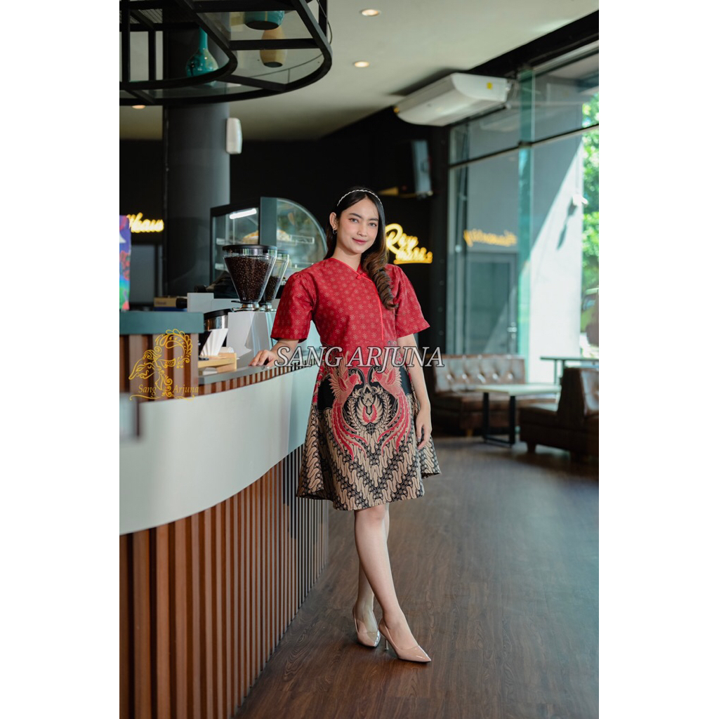 Batik Premium Wanita Motif NARENDRA Dress,Batik,Wanita Panjang,Hijab,Modern, Full Tricot,Slimfit,Kat