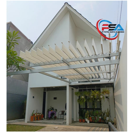 Atap Lovera Kanopi Buka Tutup Aluminium Custom