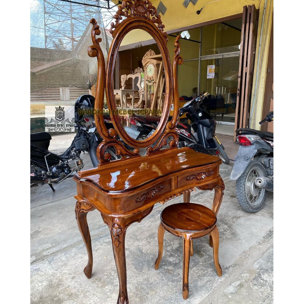 meja rias jati, tolet rias jati, murah kaca rias jati , meja wardrobe , mirror kaca