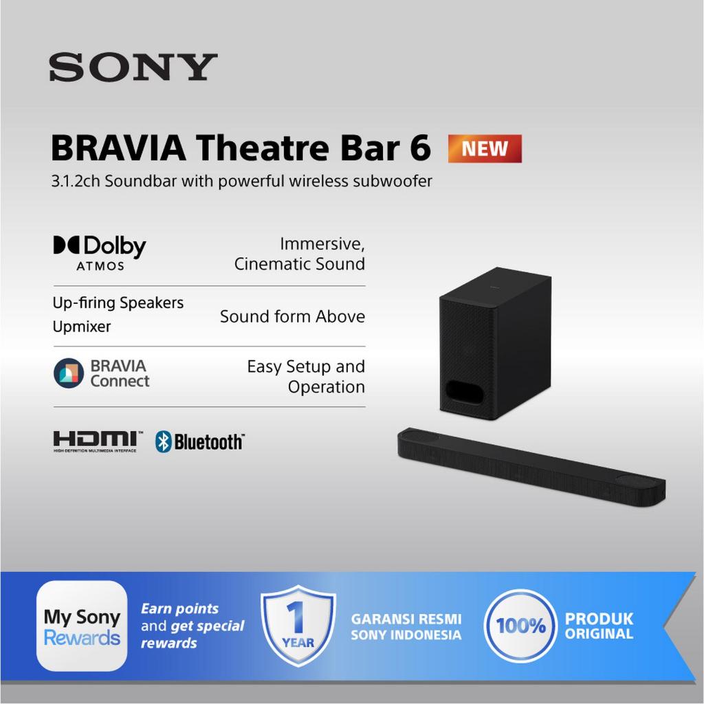 BRAVIA Theatre Bar 6 | 3.1.2ch Soundbar with powerful wireless subwoofer | Dolby Atmos/DTS:X