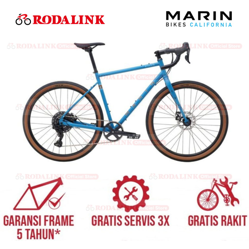 Marin Sepeda Gravel Nicasio+ | Gravel Adventure Bike 650B 1x9 Speed, Frame Steel Chromoly