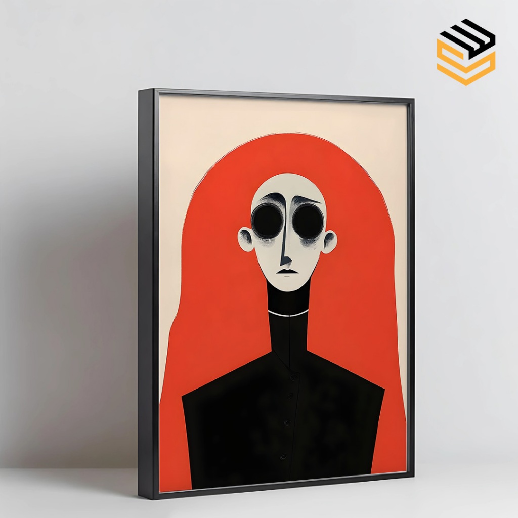 Poster Frameblok Hitam/Putih Aesthetic – Siluet Abstrak Wajah Surreal