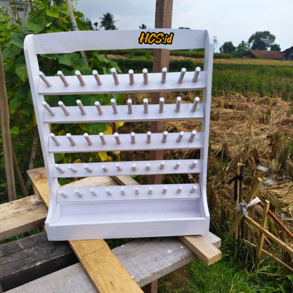 Rak Benang Jahit Kayu Serbaguna Putih - Tempat Benang Model Terbaru