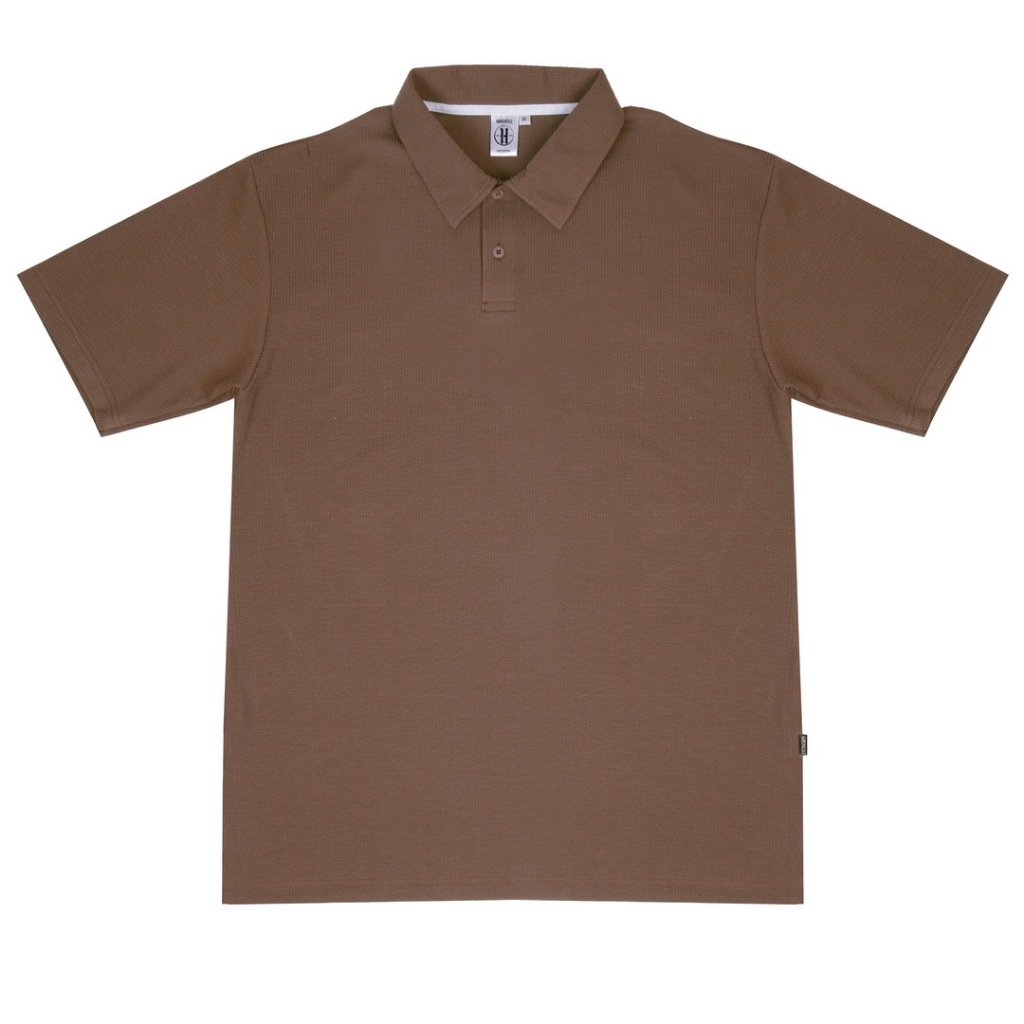 HAMSHACKLE - POLO SHIRT KNIT KANCING- KAOS POLO RAJUT PRIA MOCCA