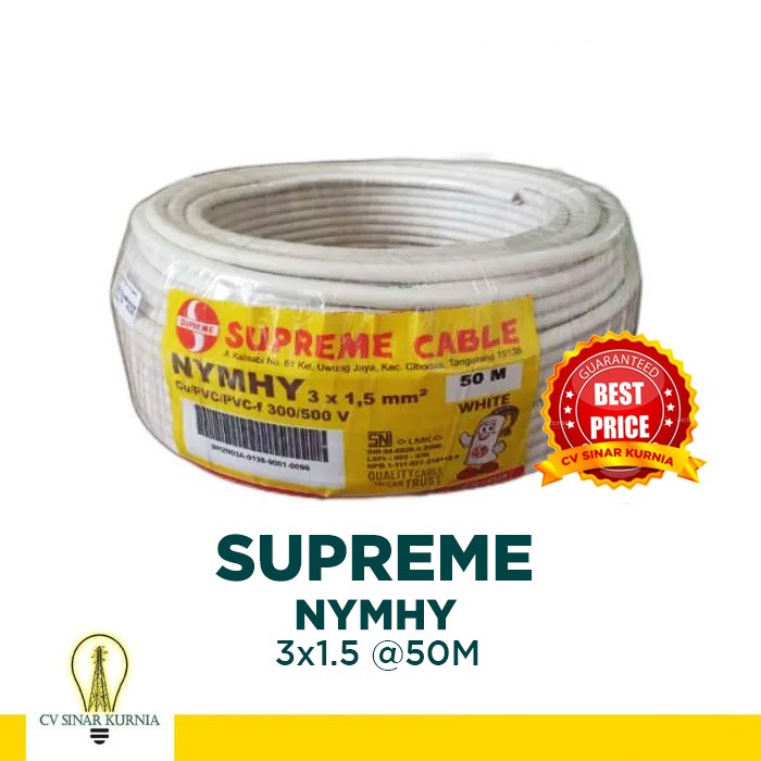 Kabel Listrik NYMHY 3x1.5 mm 3x1,5 SUPREME| SUPREME Kabel NYMHY| 50M