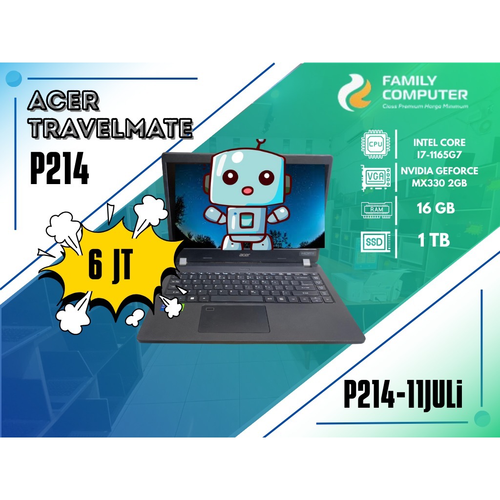 ACER TRAVELMATE P214 | INTEL CORE I7-1165G7 | NVIDIA GEFORCE MX330 2GB | 16GB | 1TB