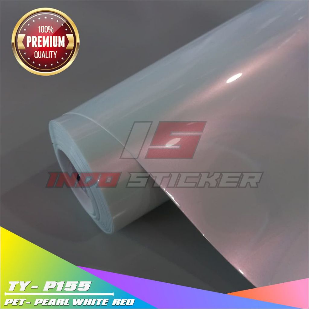 Sticker Skotlet PET Pearl White Red / Sticker PET Lembayung Pearl White Red Premium [ROLL]