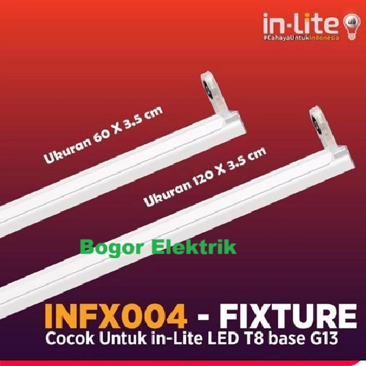 Kap Lampu T8 INLITE INFX004 Fixture Kap Balok Lampu TL Rumah Lampu LED T8 120 CM Inlite