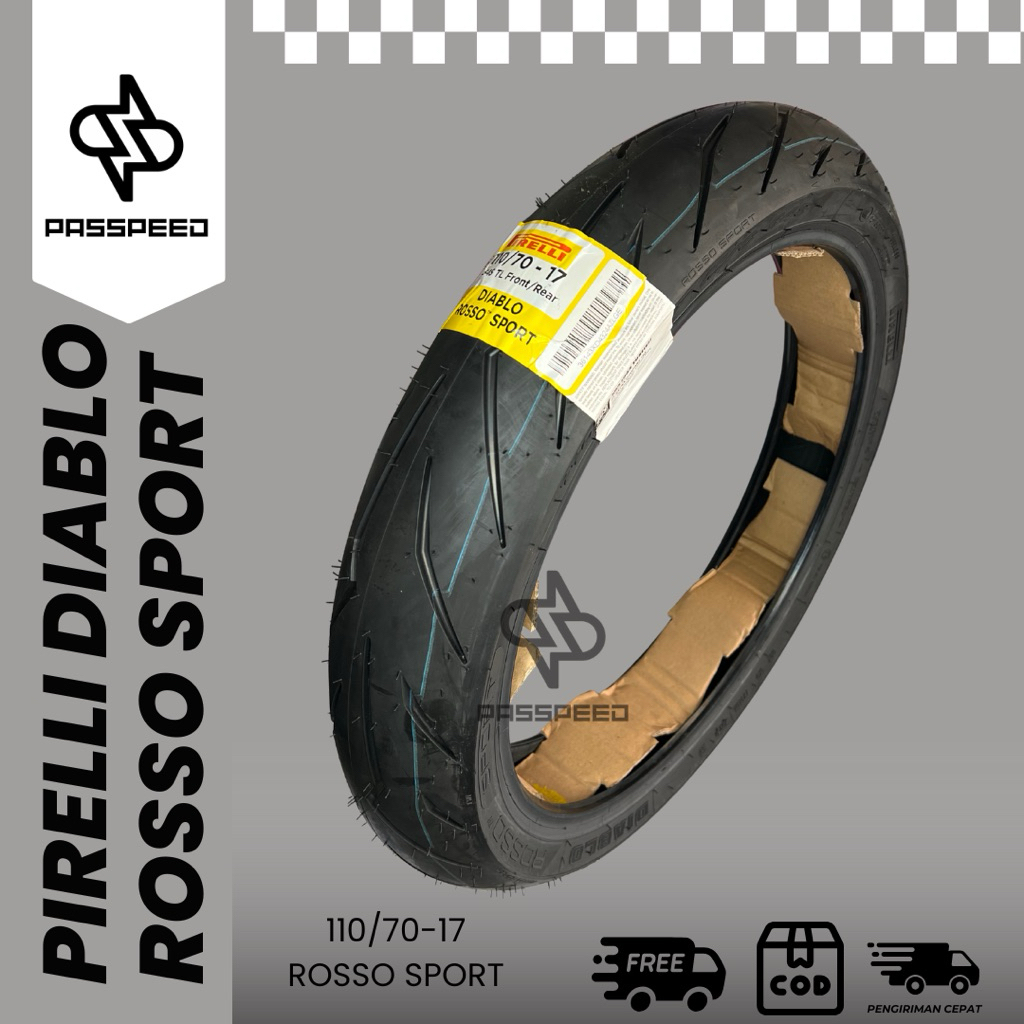 BAN PIRELLI DIABLO ROSSO SPORT 110/70-17 BAN TUBELESS BAN BALAP SOFT COMPOUND BAN RACING BAN MOTOR R