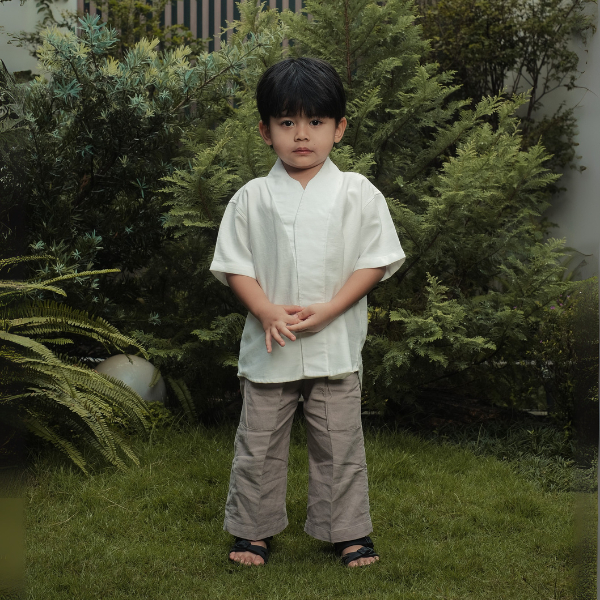 BASTOH Baju Koko Anak Nayef Putih Lengan Pendek