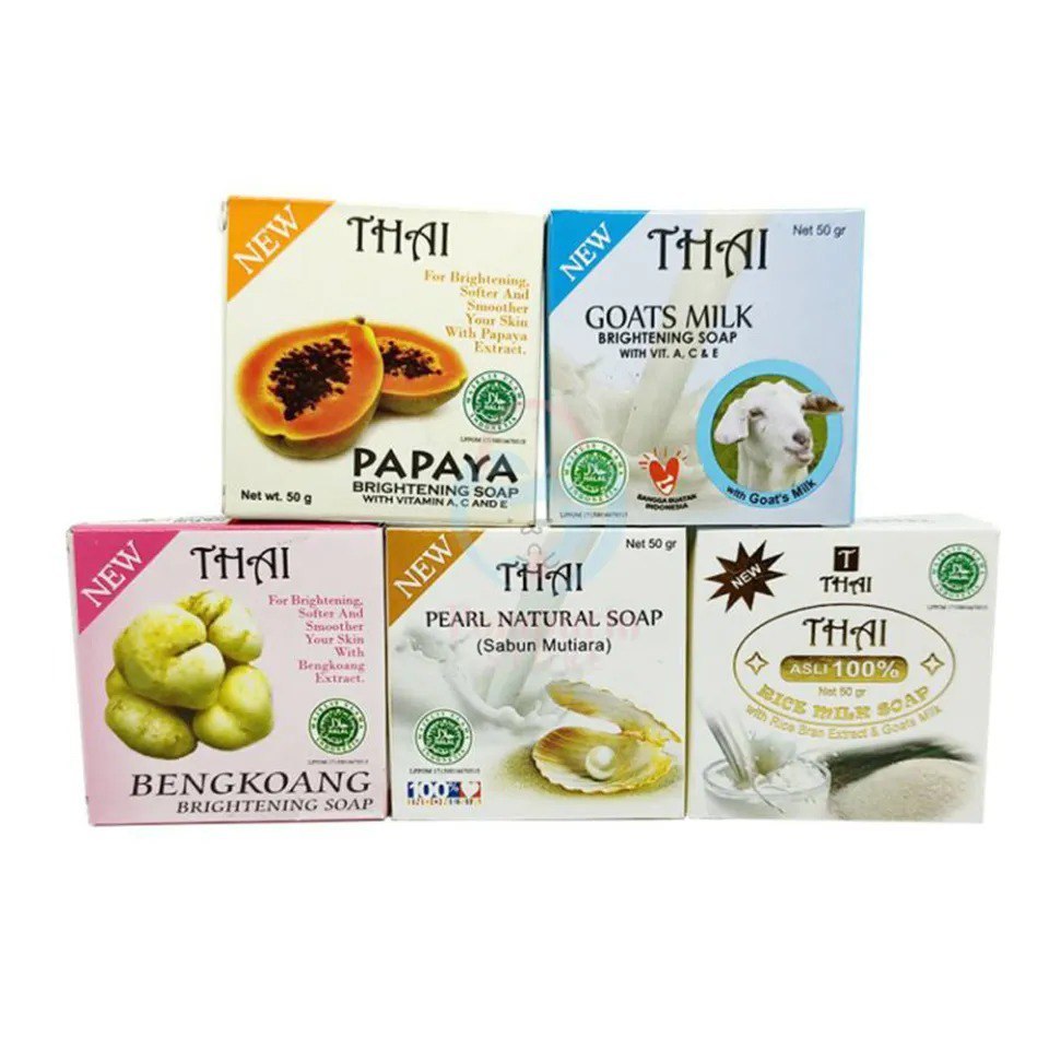 Sabun Thai Brightening Soap – Papaya, Bengkoang, Susu Kambing, Mutiara, Susu Beras
