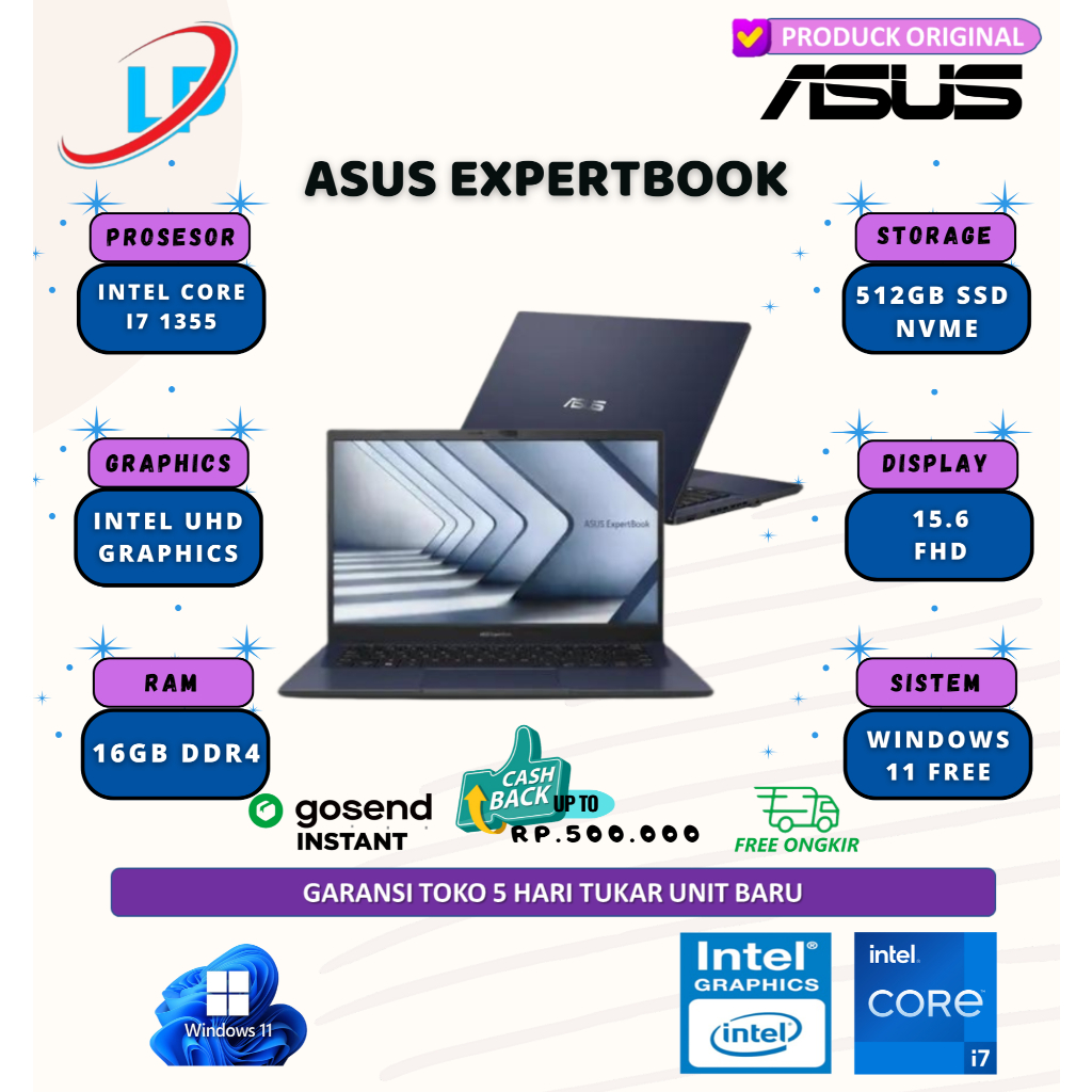 Asus Expertbook B1503CVA i7 1355 16gb 512gb 15.6 fhd