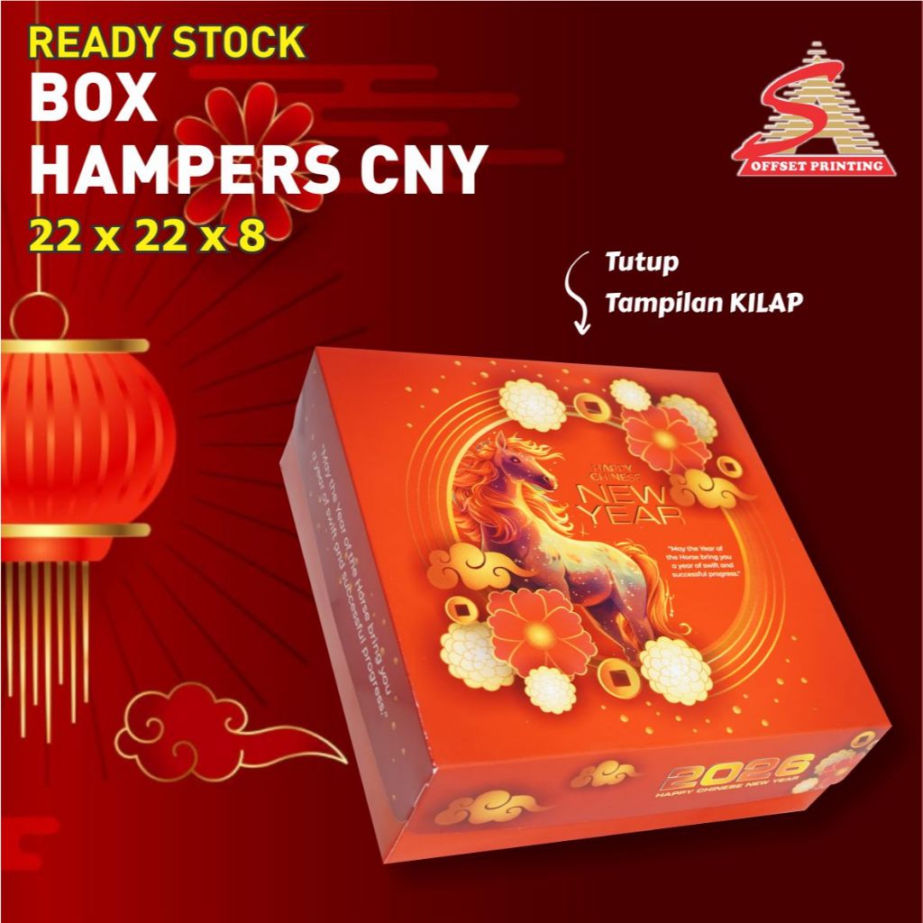 Jaya Bakti33- Box Imlek Motif Kuda 22x22x8 Laminasi Mewah