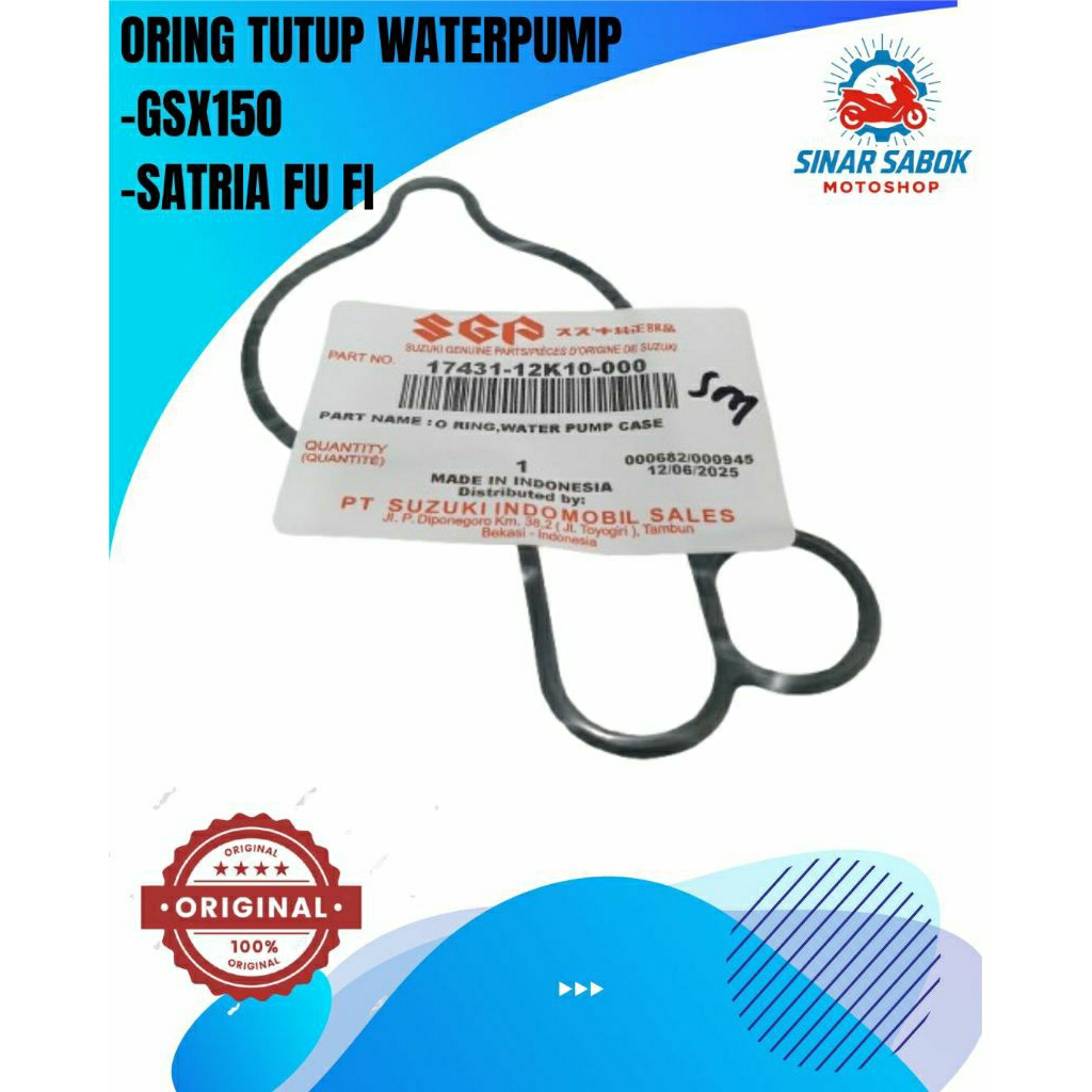 ORING TUTUP WATERPUMP GSX 150, SATRIA FU FI ORIGINAL SGP 17431-12K10-000