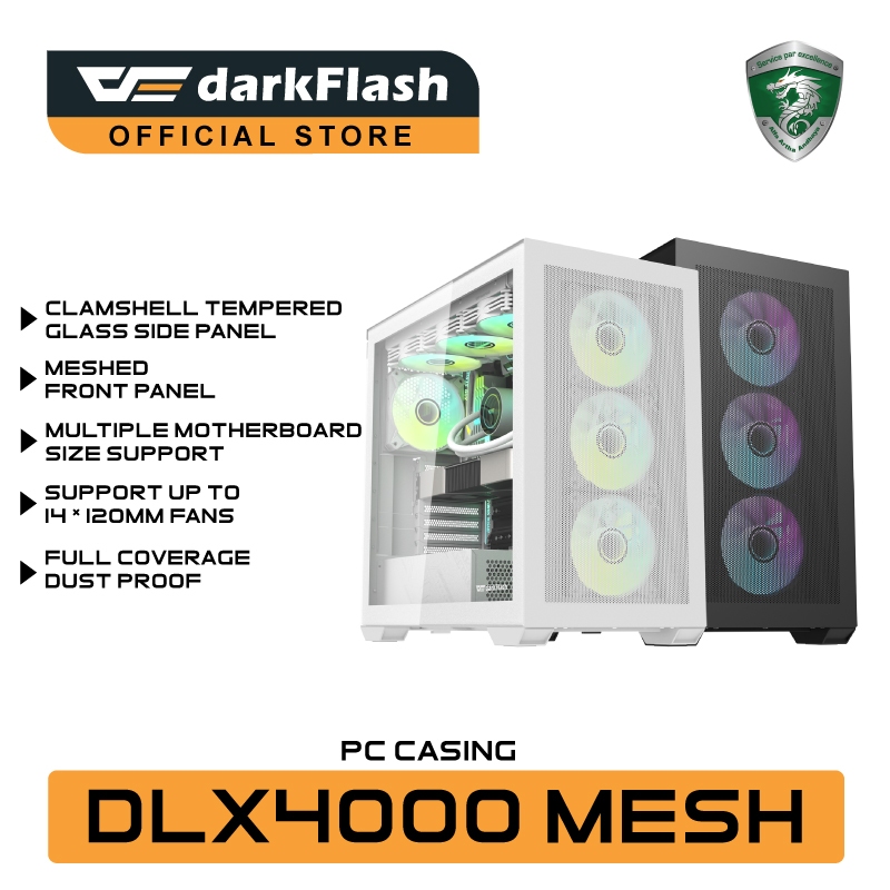darkFlash DLX4000 MESH EATX PC Casing [No Fan] WHITE