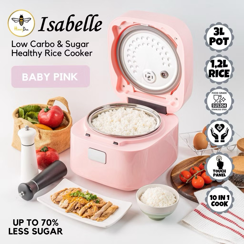 Preloved Honeybee Isabelle - Low Carbo & Sugar Digital Rice Cooker 1.2L Nasi Penanak Nasi