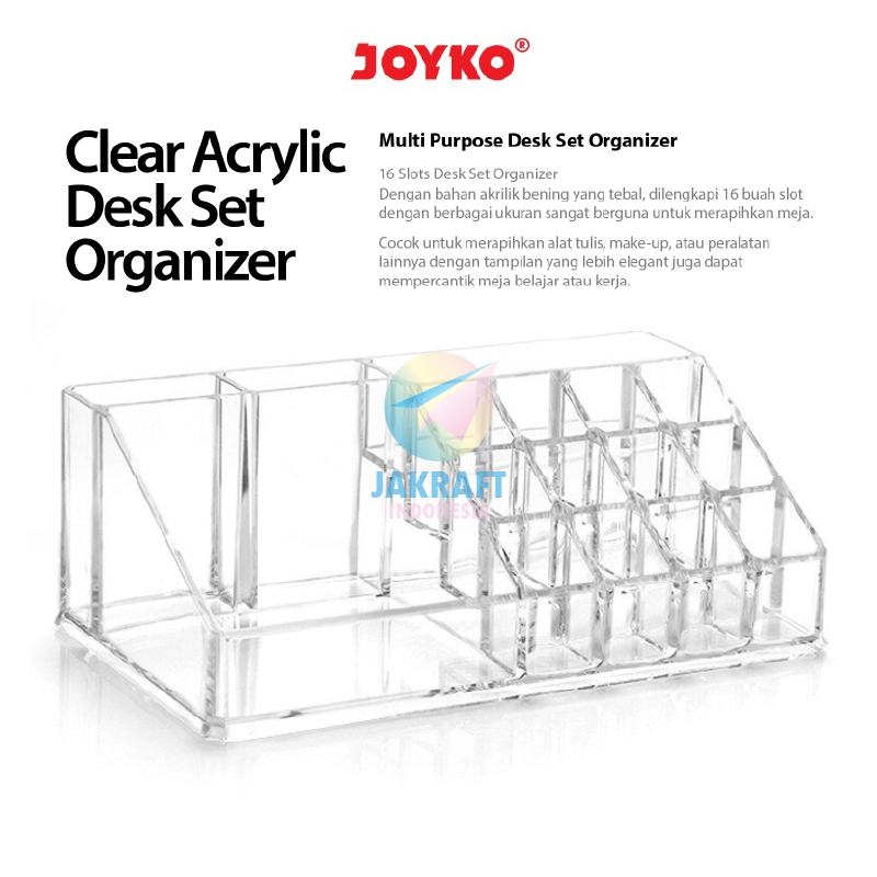 (1 Unit) Desk Set Akrilik JOYKO DS-42 Putih Bening Transparan Clear Transparent Tempat Alat Tulis Pe