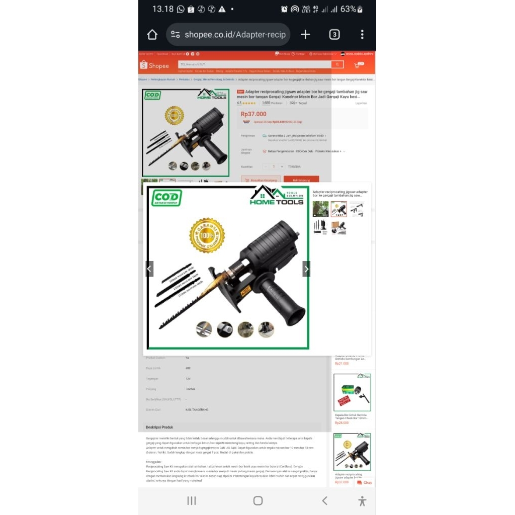 Adapter reciprocating jigsaw adapter bor ke gergaji tambahan jig saw mesin bor tangan Gergaji Konekt