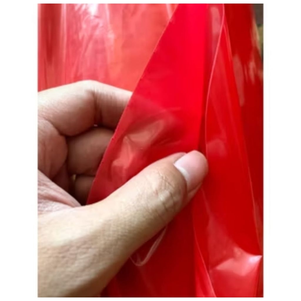 plastik layangan MENGKILAP warna MERAH tebal 45 micron harga per meter
