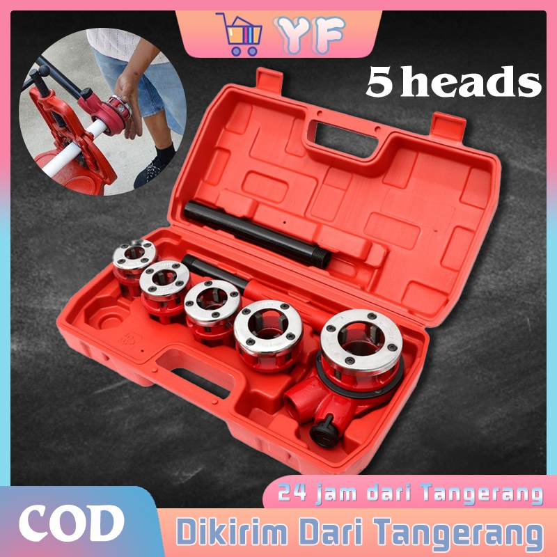 Alat Senai Pipa Besi Alat Drat Pipa Tipe 62 Senai Pipa Set Manual Pipe Threader Dengan 5 Cetakan