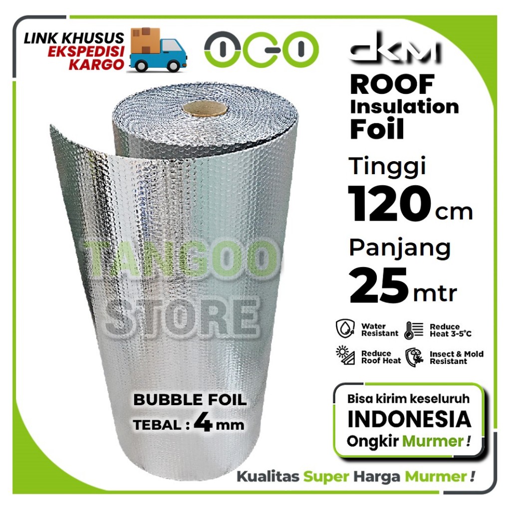 Peredam Panas Atap Rumah DKM Bubble Insulation Foil Roll -Tebal 4mm Bubble Alumunium Metalizing Foil