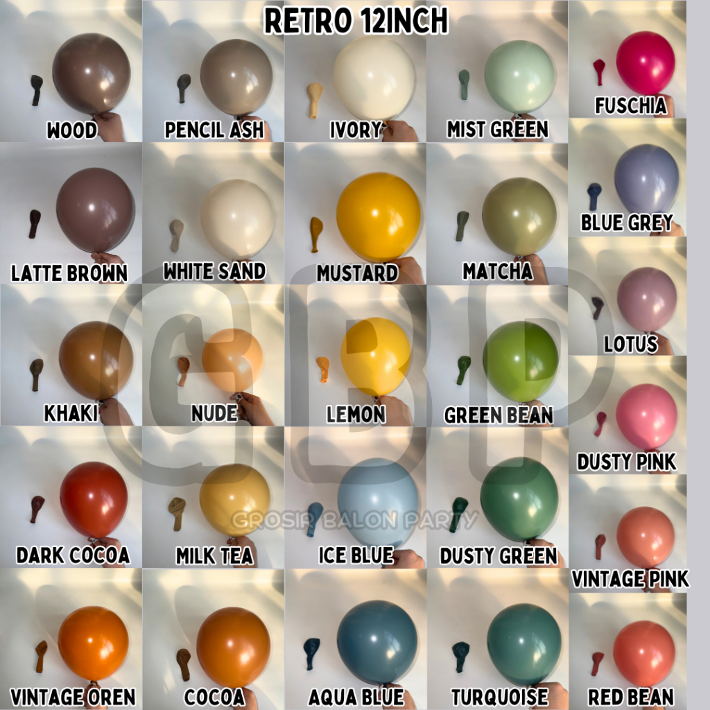 (SATUAN) Balon RETRO Latex - 12 inch (2.8 gram)