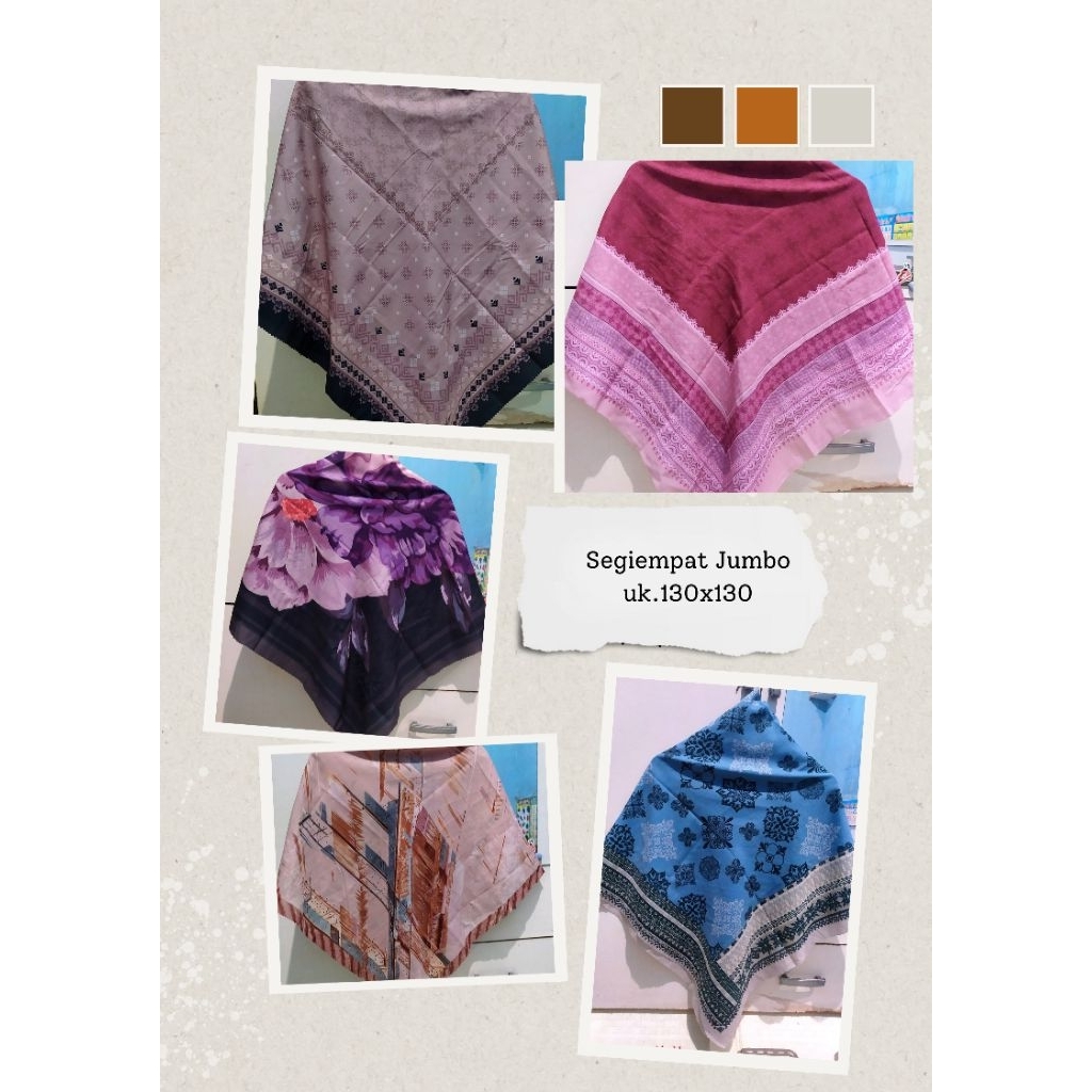 jilbab segiempat motif jumbo bahan voal premium