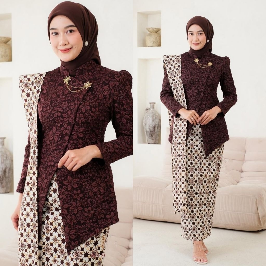 inggita Set Kebaya Janggan Rok Batik Modern Kebaya Kondangan Outfit Wisuda Lamaran Tunangan Kekinian