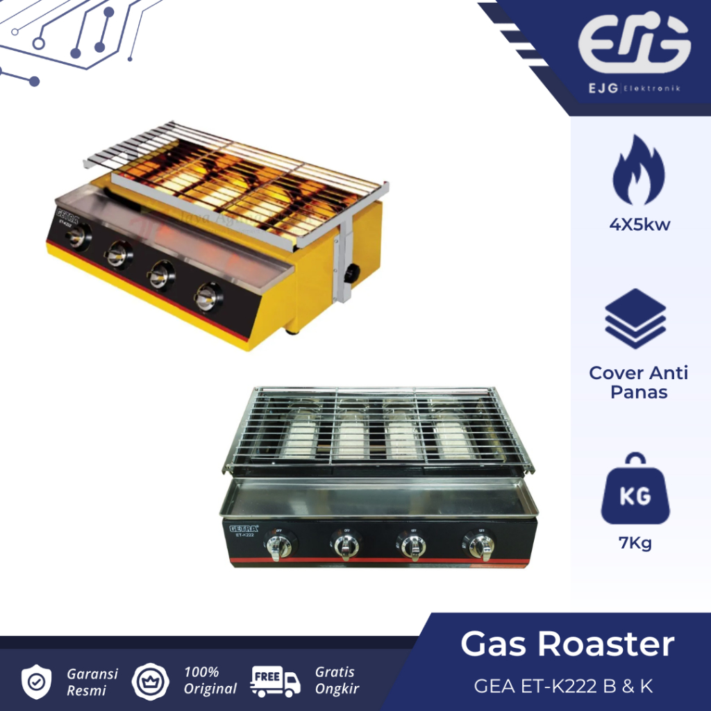Getra Kompor Pemanggang ETK 222 Griller 4 Burner BBQ Pemanggang Listrik Yakiniku Sosis Sate  ETK222