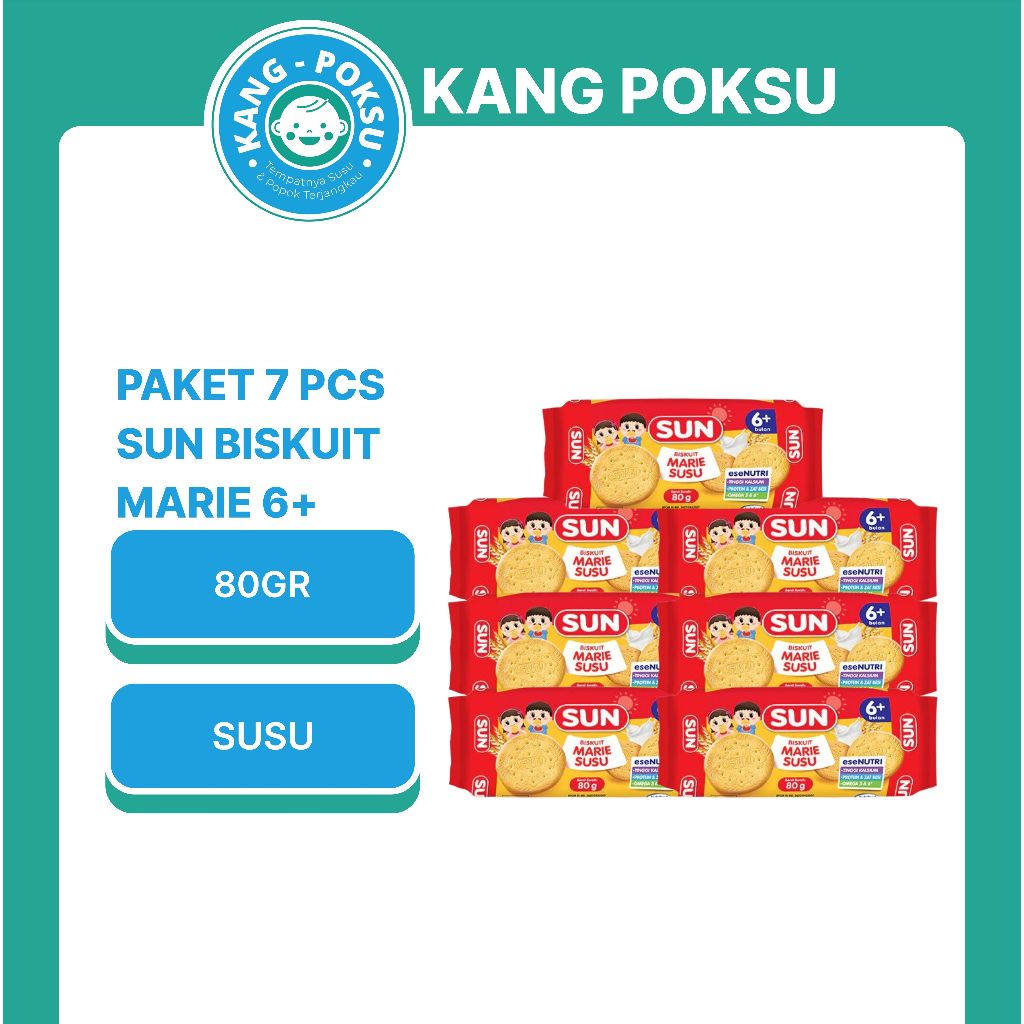 SUN PAKET 7 PCS BISKUIT MARIE SUSU 80GR SNACK BAYI 6+TANPA PENGAWET PRLA