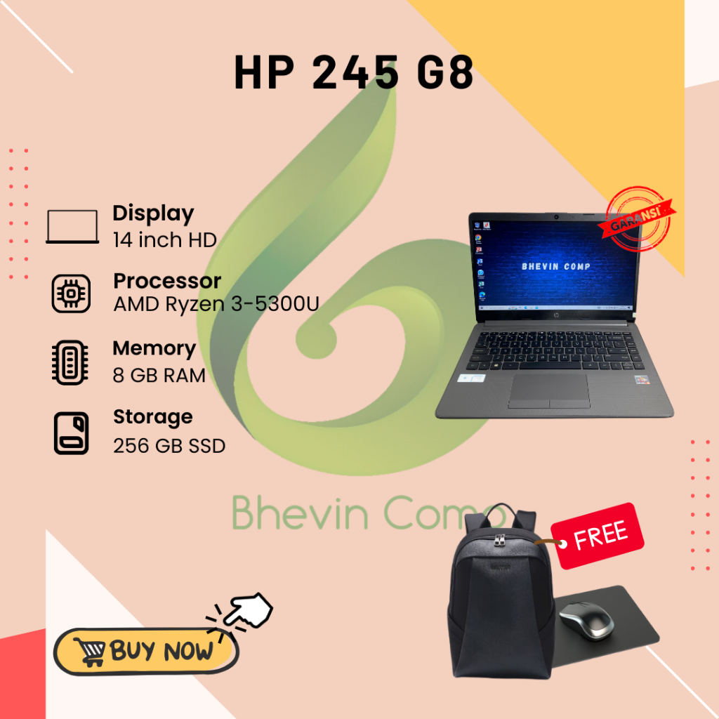 HP 245 G8 AMD RYZEN 3-5300U RAM 8GB SSD 256GB