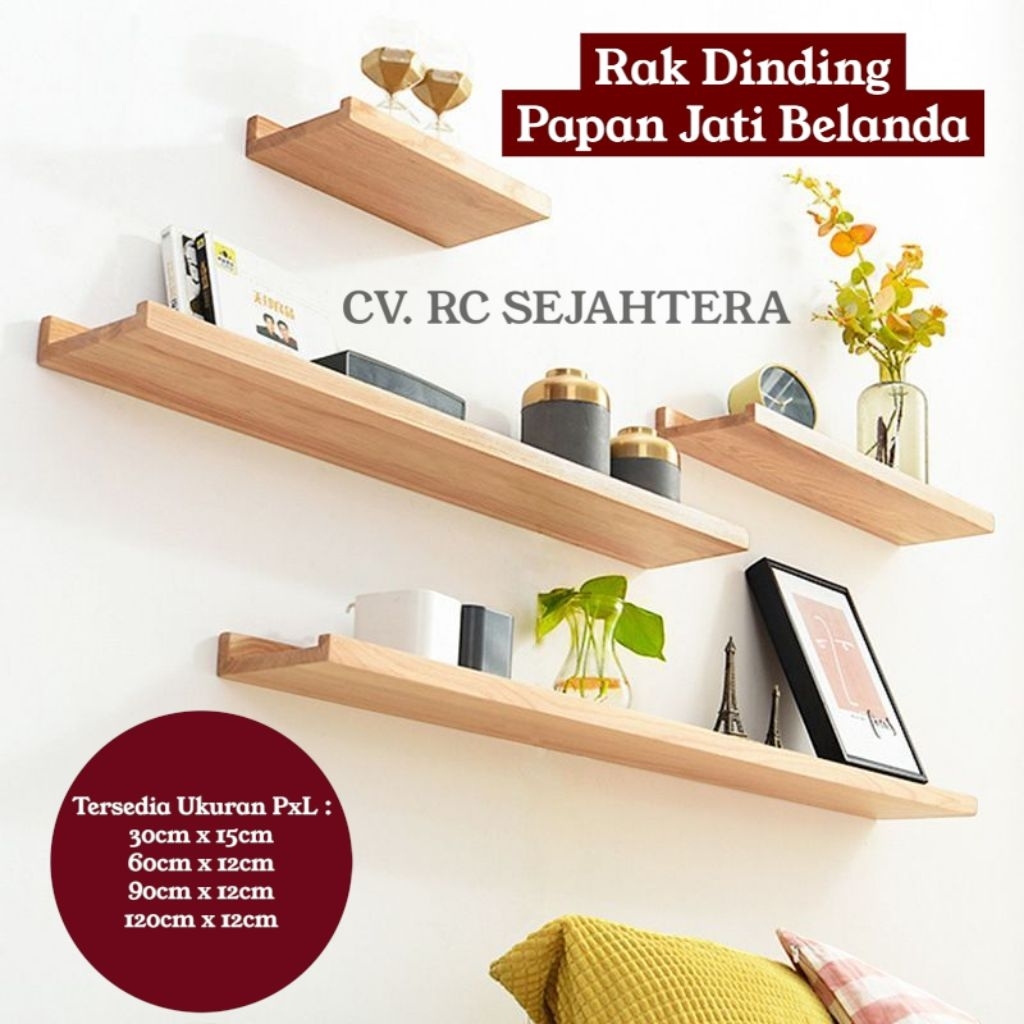 rak ambalan dinding minimalis kayu jati belanda