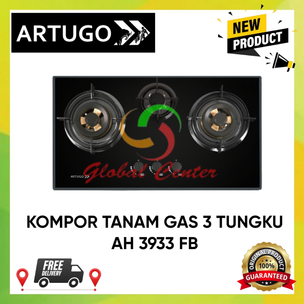 ARTUGO KOMPOR TANAM GAS 3 TUNGKU AH 3933 FB - GARANSI RESMI