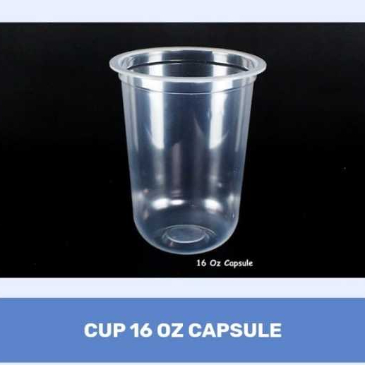 CUP GELAS PLASTIK 16OZ OVAL POLYCUP TEBAL 7GR ISI 50 PCS