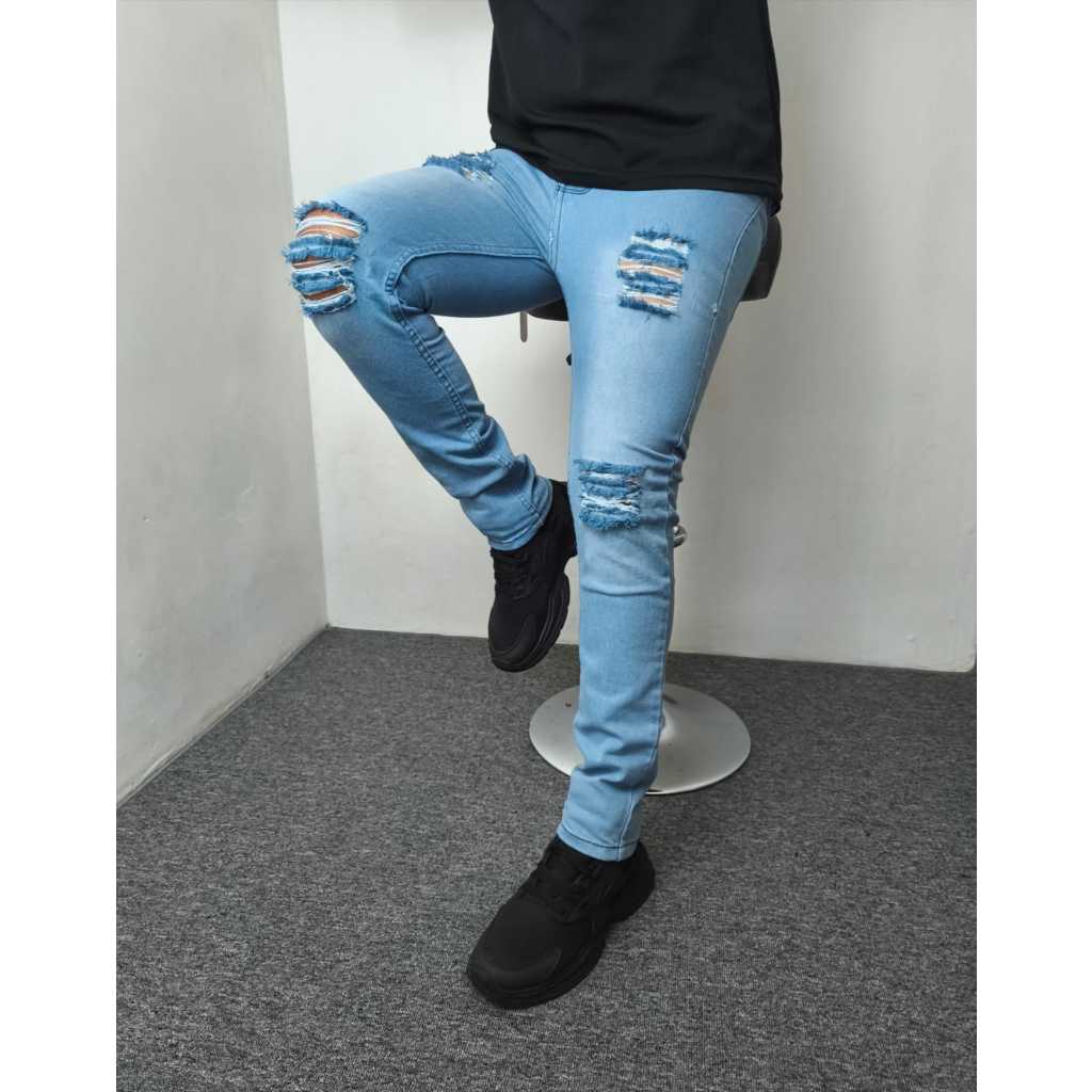 Celana jeans pria sobek / celana jeans slimfit / celana jeans pria korean style