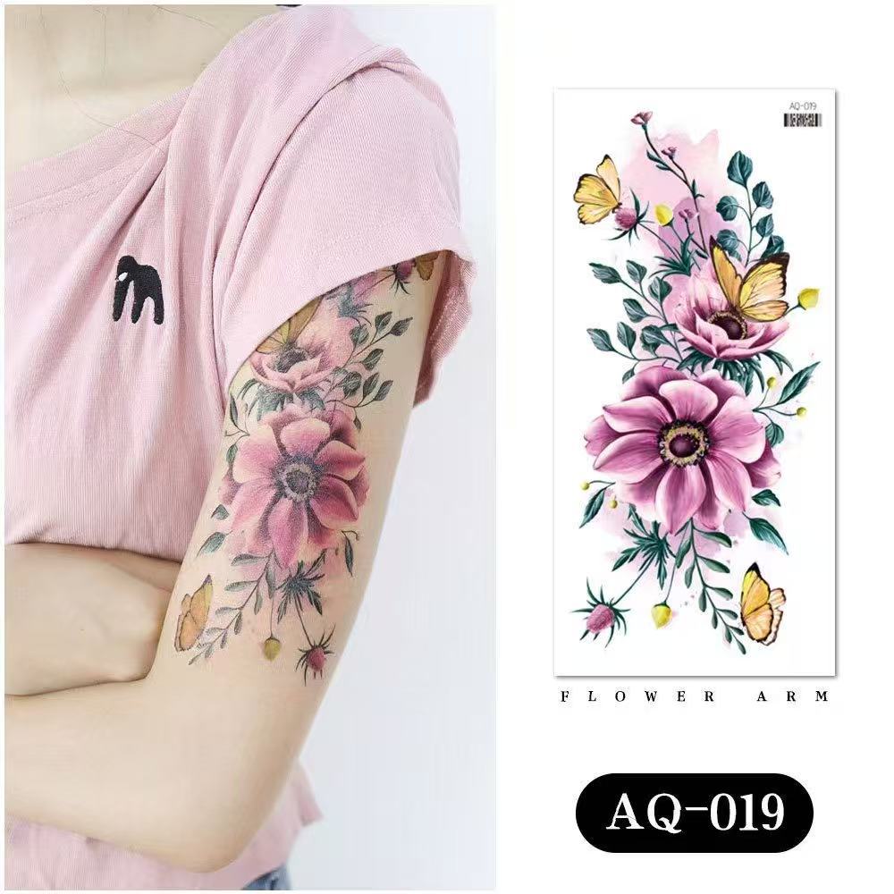 Tato Bunga Wanita Tato Bahu Lengan Tato Colourful Aesthetic Tato Sementara