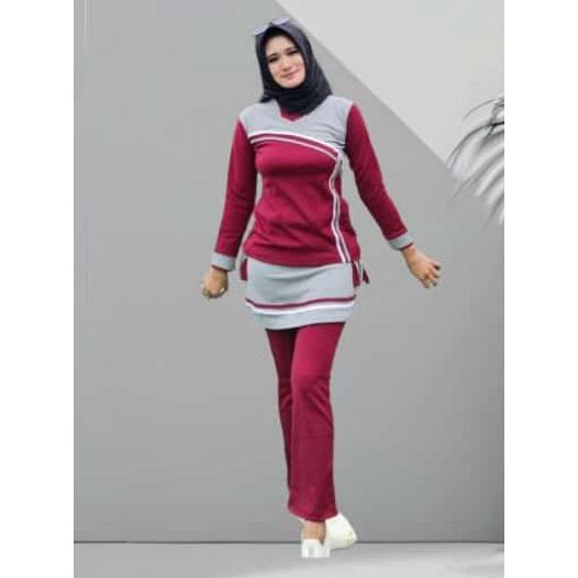 Baju senam wanita setelan olahraga wanita muslim  Rok Kantong