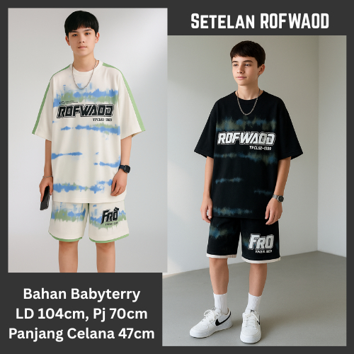 Rofwaod Set Anak Remaja Cowok Setelan Celana Pendek