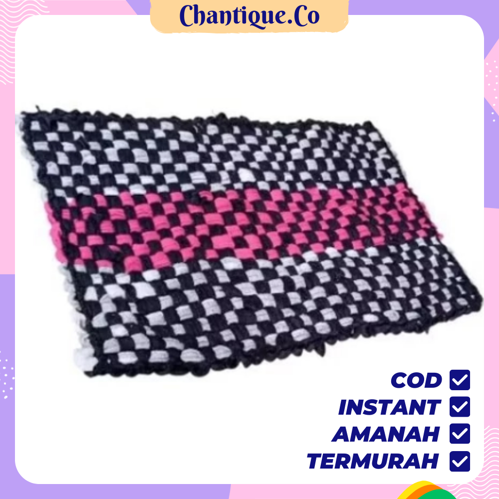 Keset Anyaman Kotak Bahan Kaos Serap Air Lap Kaki Anyam