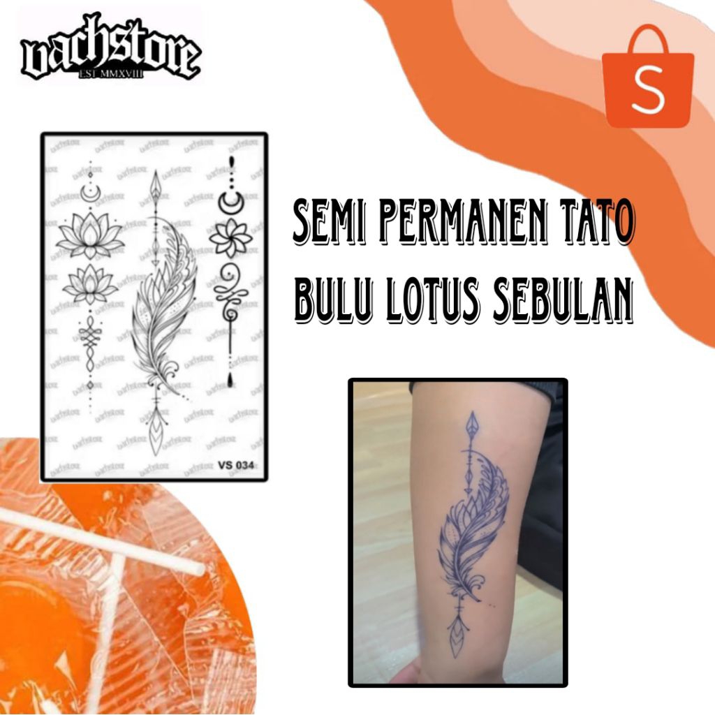 Stiker Tato Temporer Bunga Lotus Bulu Angsa Semi Permanen VS 034