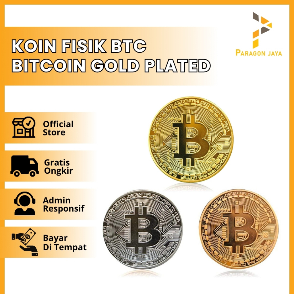 Coin Koin Fisik BTC Bitcoin Gold Plated Pajangan Koleksi Souvenir Gift