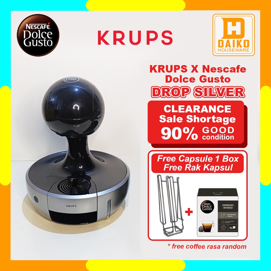 Mesin Kopi Krups X Nescafe Dolce Gusto Drop Silver Automatic Kondisi 90% Free Kopi 1Box + Rak Kapsul
