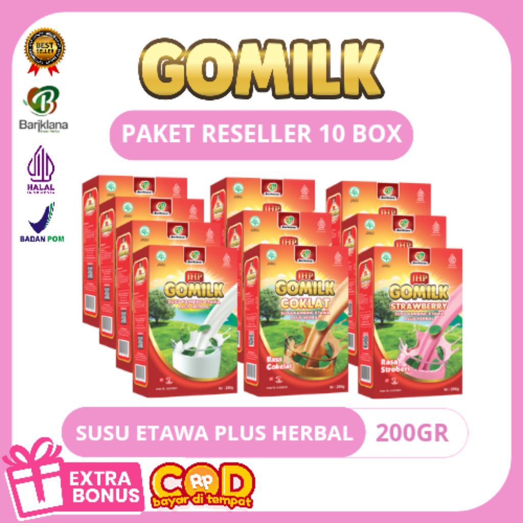 [BISA COD] [GOMILK 200GR 10 BOX] SUSU KAMBING ETAWA PLUS HERBAL FREE HADIAH