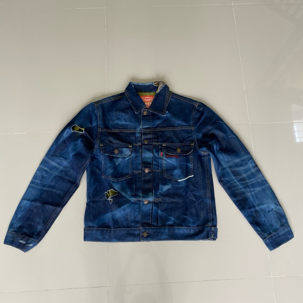 CLOT xLevis 507XX Type II Trucker Selvedge Denim Jacket Distressed Rare Weft