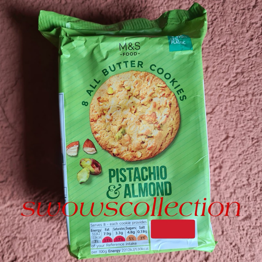 M&S MARK MARKS & AND SPENCER ALL BUTTER PISTACHIO ALMOND COOKIES BISCUIT BISKUIT