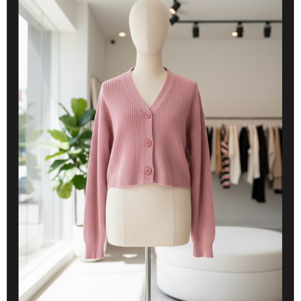 Cardigan Crop Pink Velvet BURU N JUDY BRAND