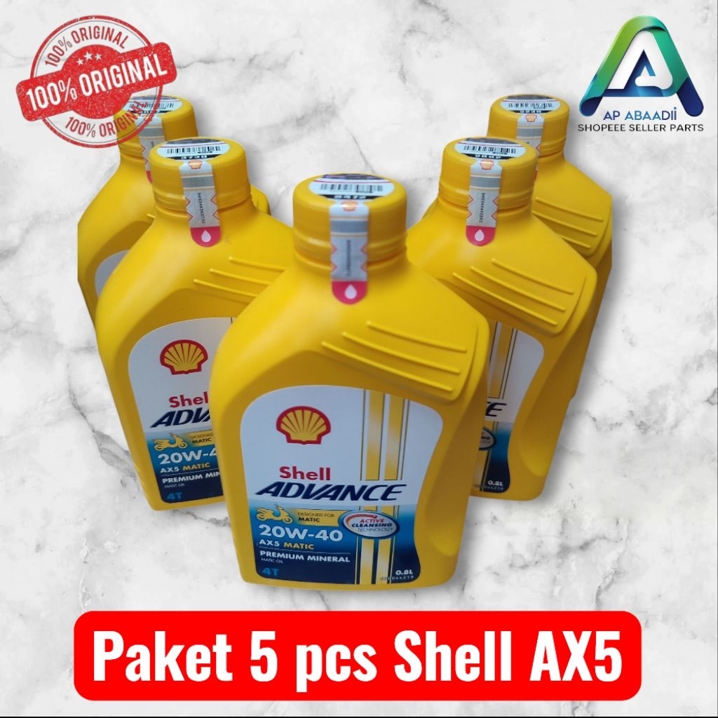 Oli Shell AX5 20W-40,Paket Oli 5 pcs ,Oli Motor Matic