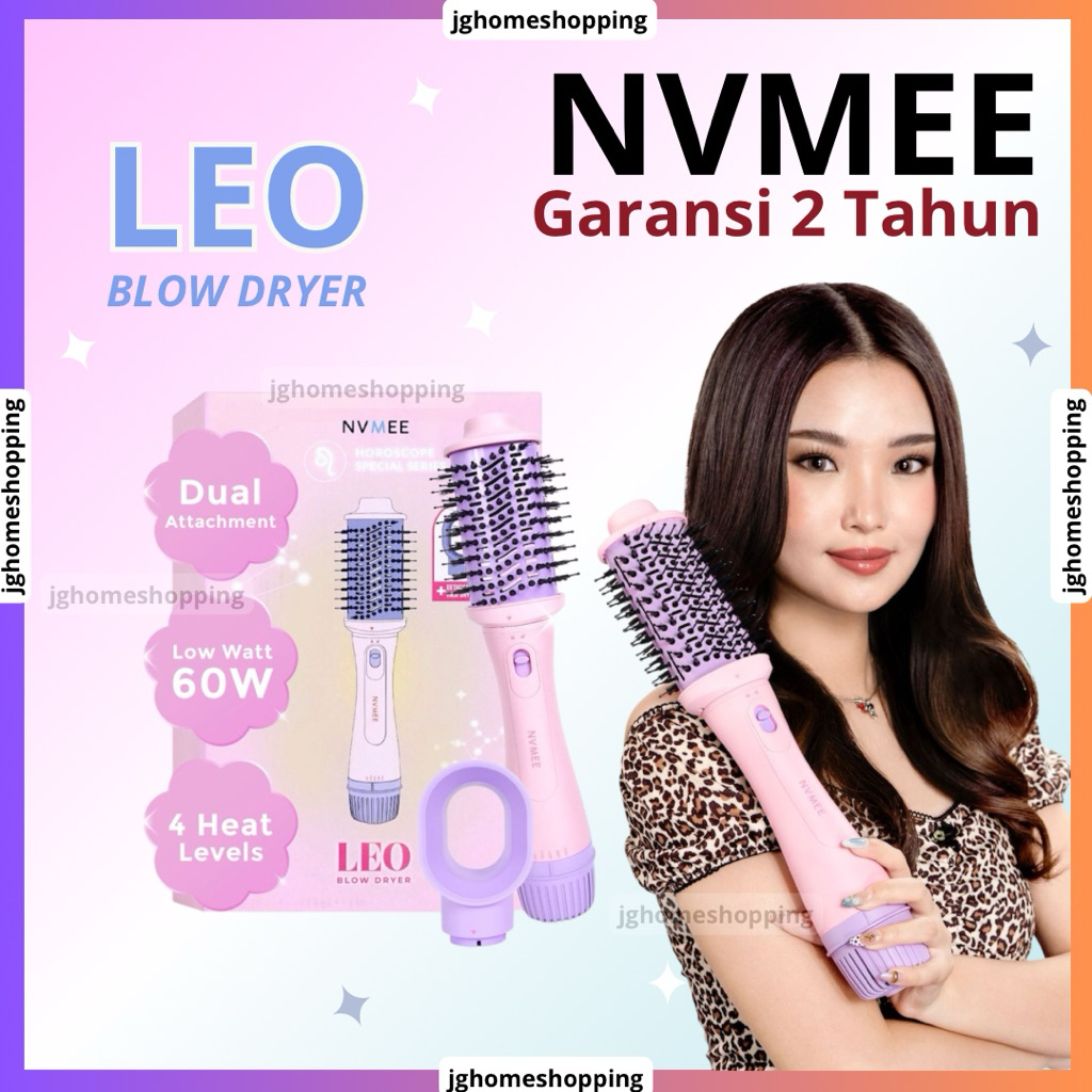 Nvmee Leo Blow Dryer Sisir Pengering Rambut 2in1 blowdryer low watt Sisir Blow