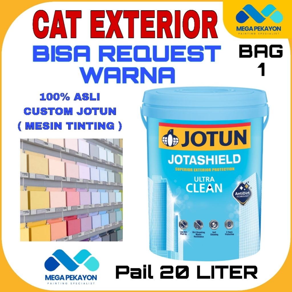 JOTUN JOTASHIELD ULTRA CLEAN 20 LITER - CAT EXTERIOR TEMBOK DINDING CUSTOM WARNA ( TINTING )